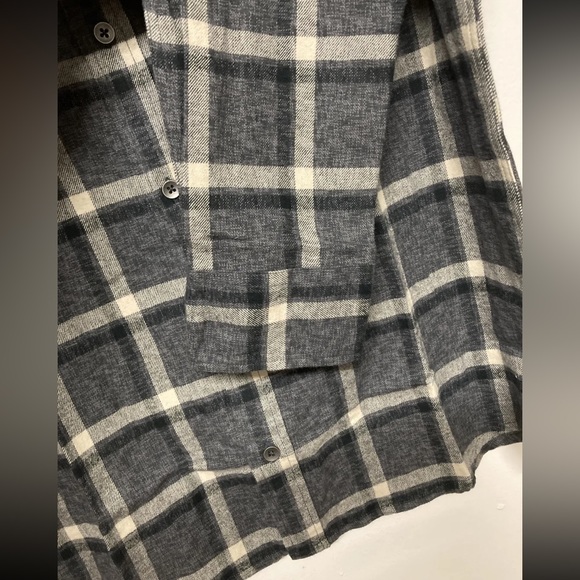 New Flag & Anthem Mens Flannel Plaid Shirt Button Up Medium Grey Black Cream NWT - Picture 8 of 12